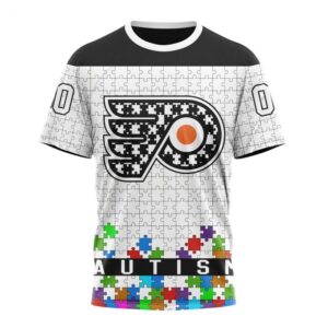 NHL Philadelphia Flyers T Shirt Specialized Unisex Kits Hockey Fights Against Autism T Shirt 1