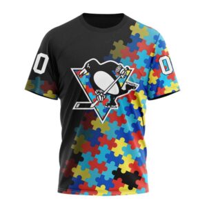 NHL Pittsburgh Penguins 3D T Shirt Special Black Autism Awareness Design Hoodie 1