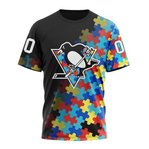 NHL Pittsburgh Penguins 3D T-Shirt Special Black Autism Awareness Design Hoodie