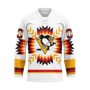 NHL Pittsburgh Penguins Hockey Jersey Special Design With Native Pattern Custom Jersey 1