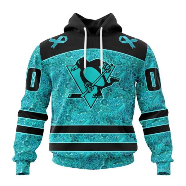 NHL Pittsburgh Penguins Hoodie Special Design Fight Ovarian Cancer Hoodie