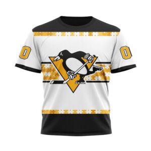 NHL Pittsburgh Penguins T Shirt Autism Awareness Custom Name And Number 3D T Shirt 1