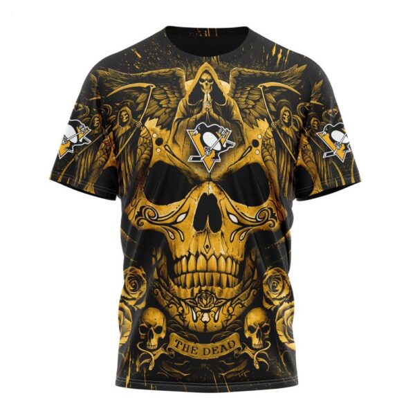 NHL Pittsburgh Penguins T-Shirt Special Design With Skull Art T-Shirt