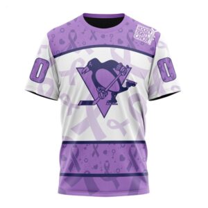 NHL Pittsburgh Penguins T Shirt Special Lavender Fight Cancer T Shirt 1 1