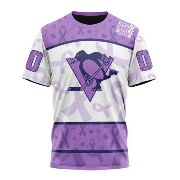 NHL Pittsburgh Penguins T-Shirt Special Lavender – Fight Cancer T-Shirt