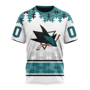 NHL San Jose Sharks 3D T Shirt Special Autism Awareness Design With Home Jersey Style Hoodie 1