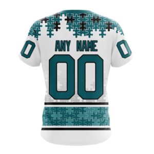 NHL San Jose Sharks 3D T Shirt Special Autism Awareness Design With Home Jersey Style Hoodie 2