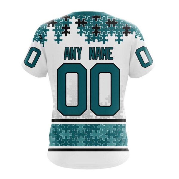 NHL San Jose Sharks 3D T-Shirt Special Autism Awareness Design With Home Jersey Style Hoodie