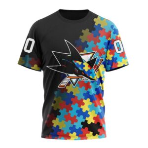 NHL San Jose Sharks 3D T Shirt Special Black Autism Awareness Design Hoodie 1