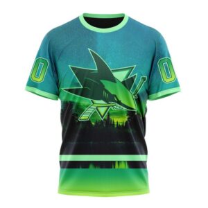 NHL San Jose Sharks 3D T Shirt Special Design With Northern Light Full Printed Hoodie 1