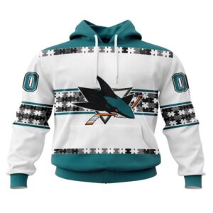 NHL San Jose Sharks Hoodie Autism Awareness 3D Hoodie For Hockey Fans 1