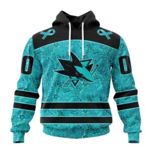 NHL San Jose Sharks Hoodie Special Design Fight Ovarian Cancer Hoodie 1