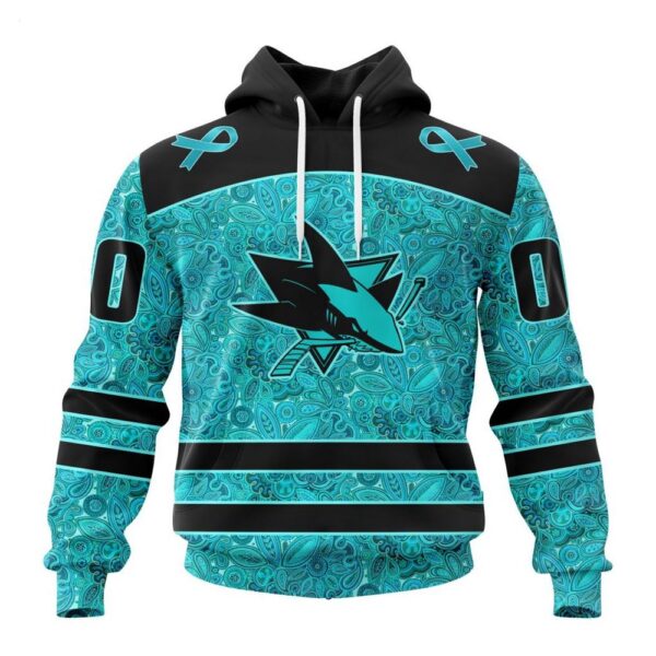 NHL San Jose Sharks Hoodie Special Design Fight Ovarian Cancer Hoodie