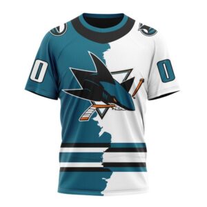 NHL San Jose Sharks Personalize 2024 Home Mix Away T Shirt 1