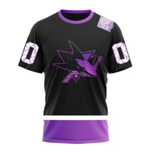 NHL San Jose Sharks Special Black Hockey Fights Cancer Kits T Shirt 1