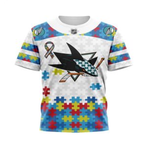 NHL San Jose Sharks T Shirt Autism Awareness 3D T Shirt 1