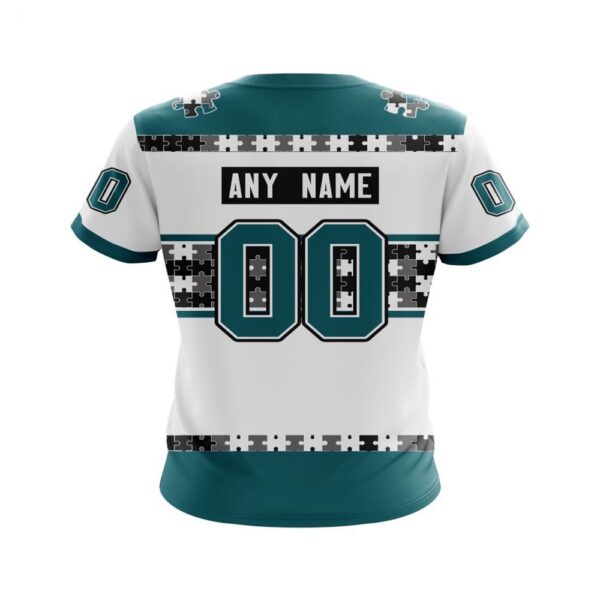 NHL San Jose Sharks T-Shirt Autism Awareness Custom Name And Number 3D T-Shirt