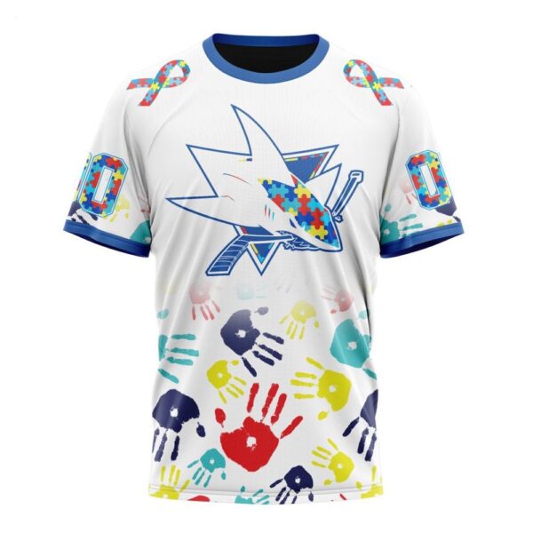 NHL San Jose Sharks T-Shirt Special Autism Awareness Design T-Shirt