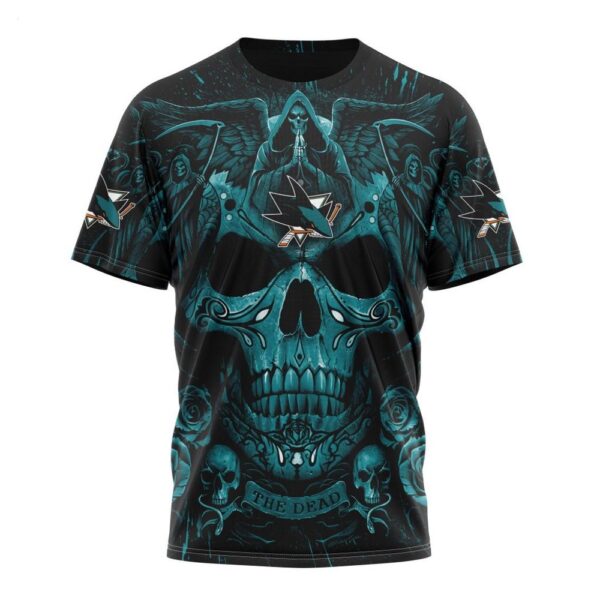 NHL San Jose Sharks T-Shirt Special Design With Skull Art T-Shirt