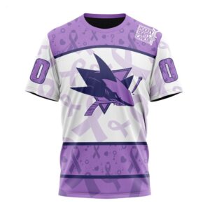 NHL San Jose Sharks T Shirt Special Lavender Fight Cancer T Shirt 1 1