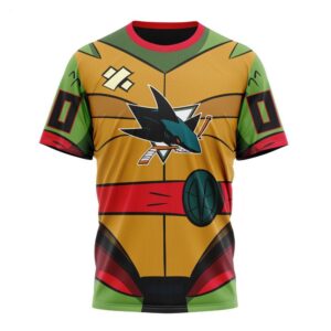 NHL San Jose Sharks T Shirt Special Teenage Mutant Ninja Turtles Design T Shirt 1