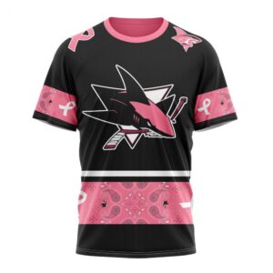 NHL San Jose Sharks T Shirt Specialized Design In Classic Style With Paisley! WE WEAR PINK BREAST CANCER T Shirt 1