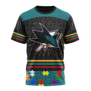 NHL San Jose Sharks T Shirt Specialized Design With Fearless Aganst Autism Concept T Shirt 1