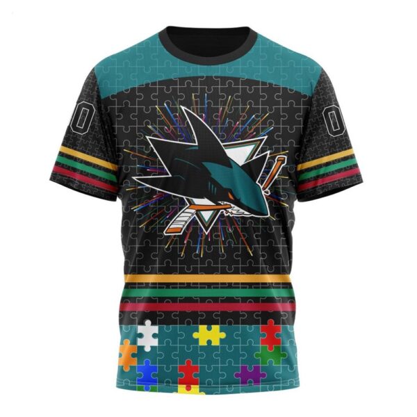 NHL San Jose Sharks T-Shirt Specialized Design With Fearless Aganst Autism Concept T-Shirt