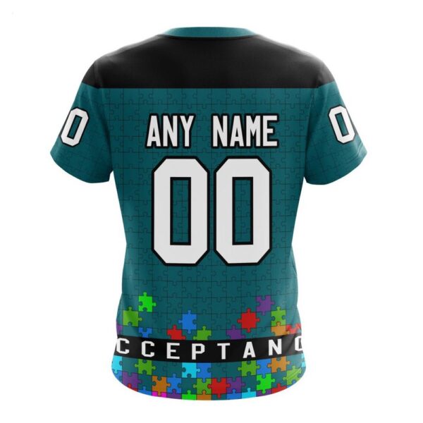 NHL San Jose Sharks T-Shirt Specialized Unisex Kits Hockey Fights Against Autism T-Shirt