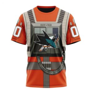 NHL San Jose Sharks T Shirt Star Wars Rebel Pilot Design T Shirt 1