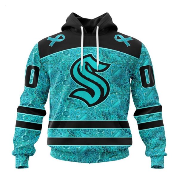 NHL Seattle Kraken Hoodie Special Design Fight Ovarian Cancer Hoodie