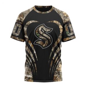 NHL Seattle Kraken T Shirt Special Camo Hunting 3D T Shirt 1