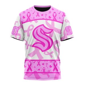 NHL Seattle Kraken T Shirt Special Pink October Breast Cancer Awareness Month 3D T Shirt 1