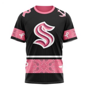 NHL Seattle Kraken T Shirt Specialized Design In Classic Style With Paisley! WE WEAR PINK BREAST CANCER T Shirt 1