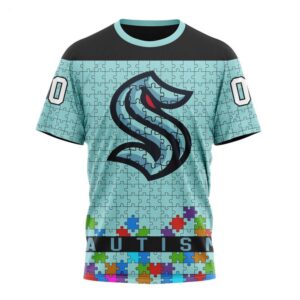 NHL Seattle Kraken T Shirt Specialized Unisex Kits Hockey Fights Against Autism T Shirt 1