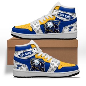 NHL St. Louis Blues Air Jordan 1 Shoes Special Team Mascot Design Hightop Sneakers