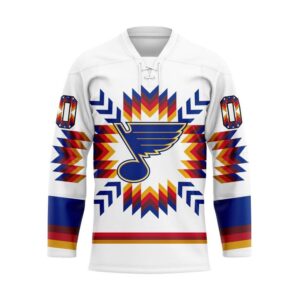 NHL St Louis Blues Hockey Jersey Special Design With Native Pattern Custom Jersey 1