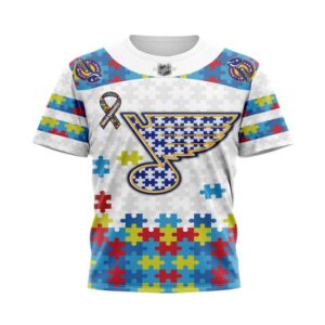 NHL St Louis Blues T Shirt Autism Awareness 3D T Shirt 1