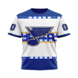 NHL St Louis Blues T Shirt Autism Awareness Custom Name And Number 3D T Shirt 1