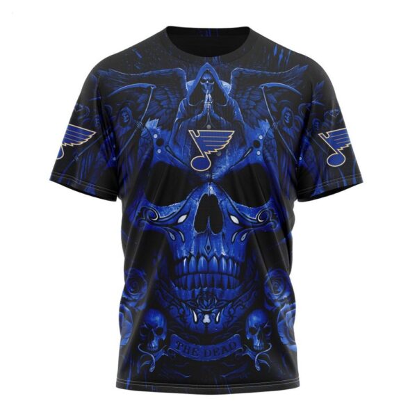 NHL St Louis Blues T-Shirt Special Design With Skull Art T-Shirt