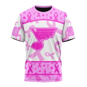 NHL St Louis Blues T Shirt Special Pink October Breast Cancer Awareness Month 3D T Shirt 1