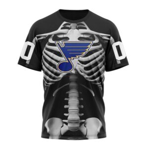 NHL St Louis Blues T Shirt Special Skeleton Costume For Halloween 3D T Shirt 1