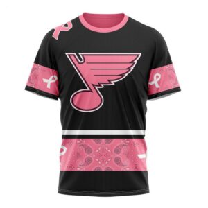 NHL St Louis Blues T Shirt Specialized Design In Classic Style With Paisley! WE WEAR PINK BREAST CANCER T Shirt 1
