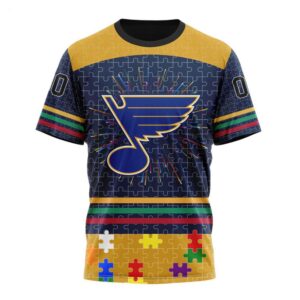 NHL St Louis Blues T Shirt Specialized Design With Fearless Aganst Autism Concept T Shirt 1