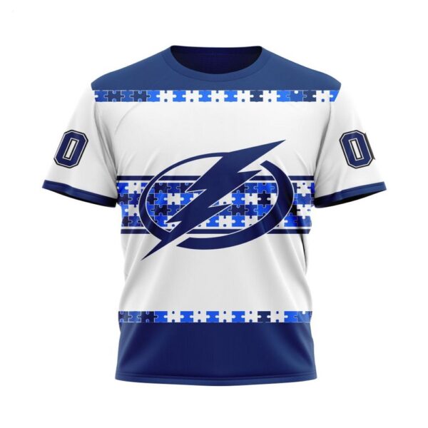 NHL Tampa Bay Lightning T-Shirt Autism Awareness Custom Name And Number 3D T-Shirt