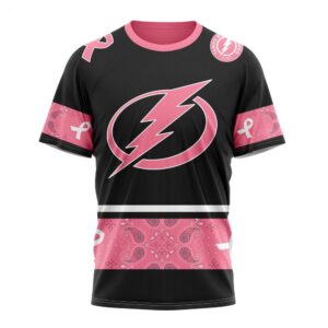 NHL Tampa Bay Lightning T Shirt Specialized Design In Classic Style With Paisley! WE WEAR PINK BREAST CANCER T Shirt 1