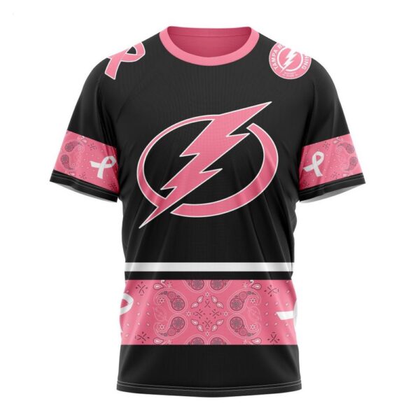 NHL Tampa Bay Lightning T-Shirt Specialized Design In Classic Style With Paisley! WE WEAR PINK BREAST CANCER T-Shirt