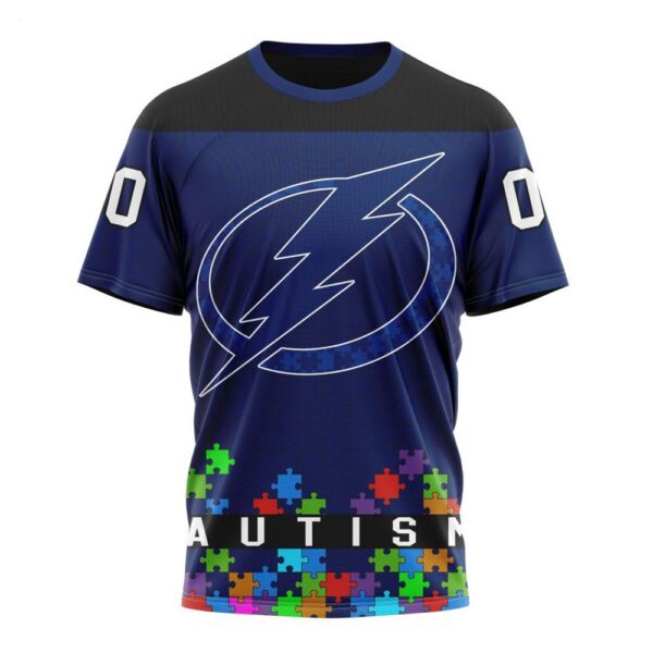 NHL Tampa Bay Lightning T-Shirt Specialized Unisex Kits Hockey Fights Against Autism T-Shirt