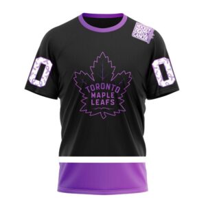 NHL Toronto Maple Leafs Special Black Hockey Fights Cancer Kits T Shirt 1
