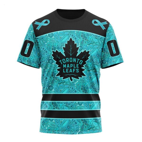 NHL Toronto Maple Leafs T-Shirt Special Design Fight Ovarian Cancer 3D T-Shirt
